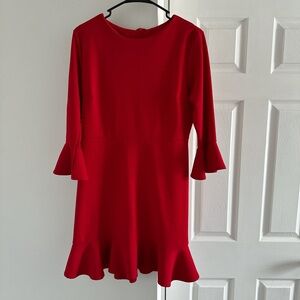Elegant Red Flare Sleeve Dress
